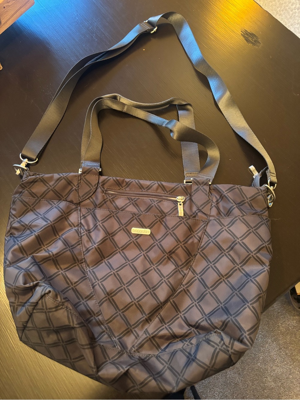 Quilted Brown Tote Bag with Adjustable Straps